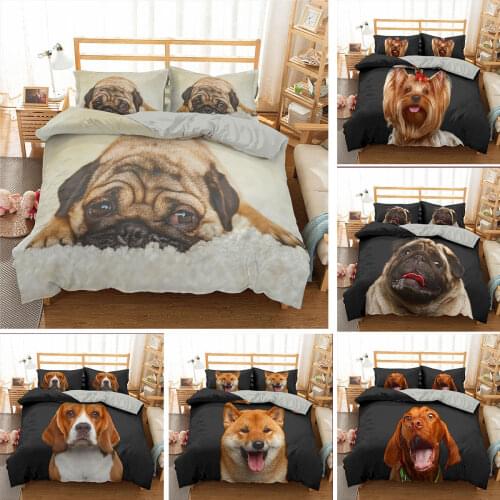 Yorkshire Terrier Bulldog Doge Bedding Set 2/3Pcs Duvet Cover & Pillowcase(s) 3D Printed Quilt Cover Home Textile Gift