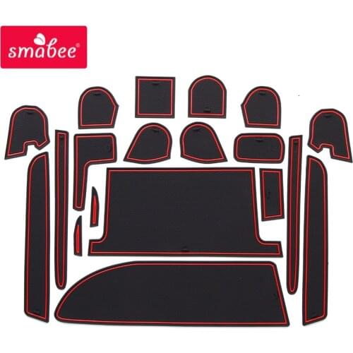 Smabee Gate slot pad For TOYOTA VOXY NOAH 80 85 A series of 2015-2017 Interior Door Pad/Cup Dust mats Non-slip 19PCS red white