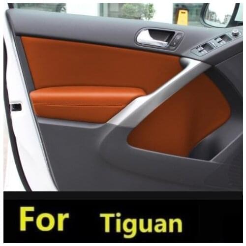 For Volkswagen Tiguan Microfiber Leather Car Door Armrest Panel Protective Cover with Mount Fittings