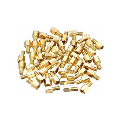 100pcs M3 5+5mm Female Male Thread Brass Hex Standoff Spacer Screws PCB Pillar