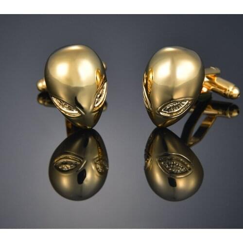 Laser metal gold soldier head, cufflinks, French long sleeve shirt, studs, shirt accessories, cufflinks