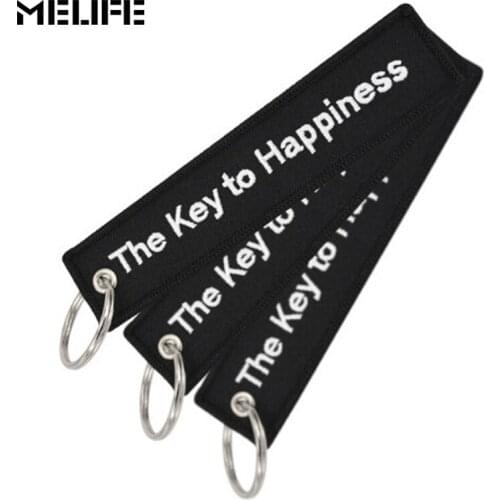 MELIFE 3 PCS/SET Outdoor Climbing accessories The Key to Happiness Chaveiro Tag Embroidery Keychain Aviation Black Key Chain Key