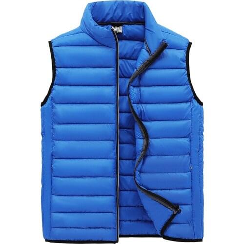 Mens vest solid color lightweight down cotton casual vest stand collar sleeveless warm vest mens down vest multicolor