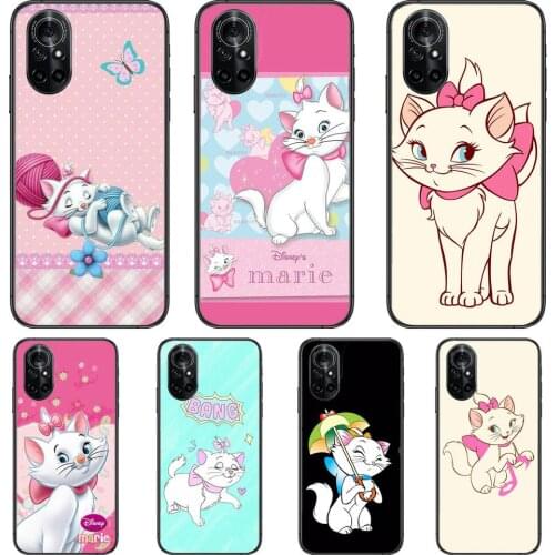 Soft Marie Cat Clear Phone Case For Huawei Honor 20 10 9 8A 7 5T X Pro Lite 5G Black Etui Coque Hoesjes Comic Fash design