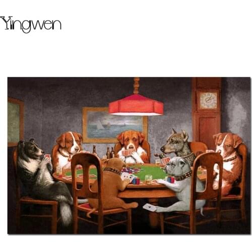 NEW 5D Diamond Embroidery Set Dogs Playing Poker Mosaic Full Round Square Diamond Painting Cross Stitch Kits Art Home Decor Gift