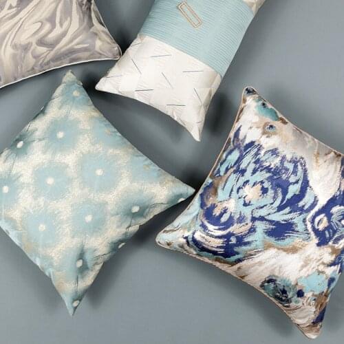 Modern geometric jaquard cushion cover color blocks pillowcase sofa chair waist pillow covers