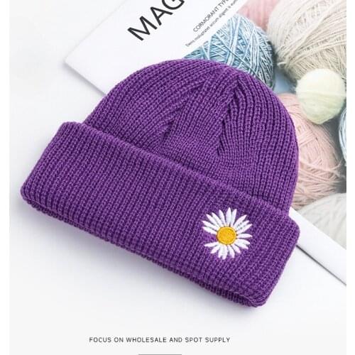 2021 New Women Daisy Knitted Hat Beanie Mens Beanie Hat Winter Vintage Beanie knitted hat Cuffs Dockworker Fisherman Beanie Hat