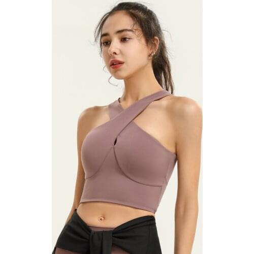 New Stretch Nylon Fabric Breathable Sports Underwear Women Yoga Tops Bra Solid Color Sexy Back Gym Bra Outdoor Exercise Clothes