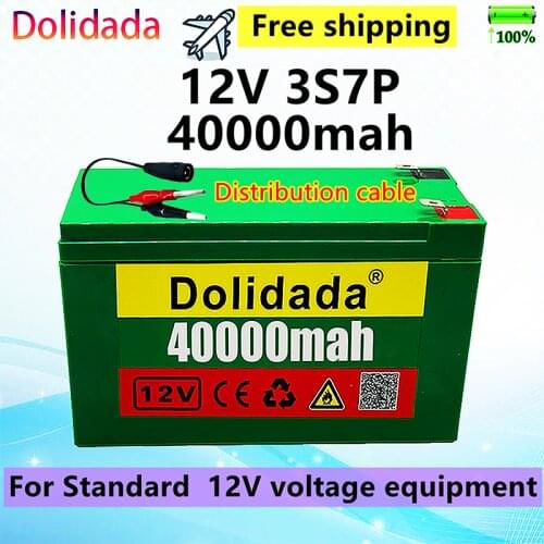Brand new 12v40000mah 3s7p 18650 lithium battery contains 40ah high current bms suitable for standard 12V voltage equipment