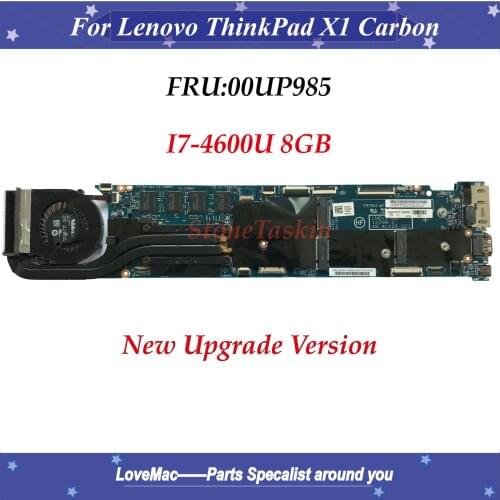 Original FRU 00UP985 for Lenovo ThinkPad X1 Carbon 2nd Gen Type 20A7 20A8 laptop motherboard mainboard I7-4600 CPU 8GB with fan