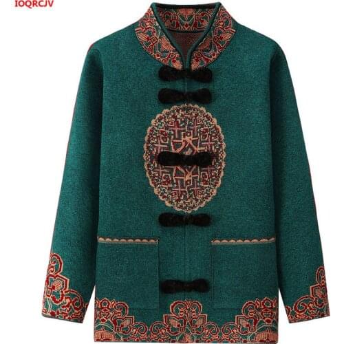 Autumn Winter Sweater Knitted Mothers Old Lady Tang Suit Cardigan Women Fashion Casual Sweaters Plus Size 5XL Knitted Coat 1672