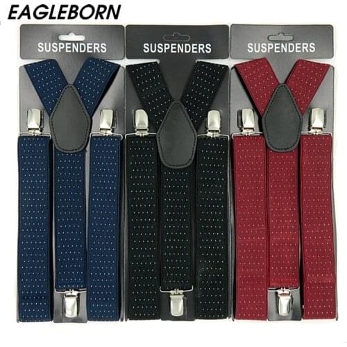 2020 Braces Men Suspenders for Women Jeans Pants Trouser with Clip-on Braces Elastic Suspenders Black White Clothing Accessories