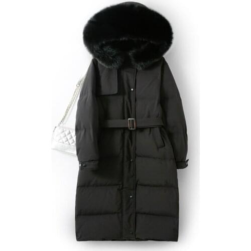 Cold Winter Down Coat 2020 Real Natural Fox Fur 90% White Duck Down Jacket Female Thicken Waterproof Coat Loose Long Down Parkas