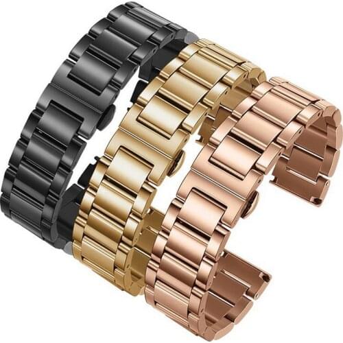 16mm 18mm 20mm 22mm 24mm Metal Stainless Steel solid Watch band Strap Bracelet Watchband Wristband Butterfly Clasps Rose Gold