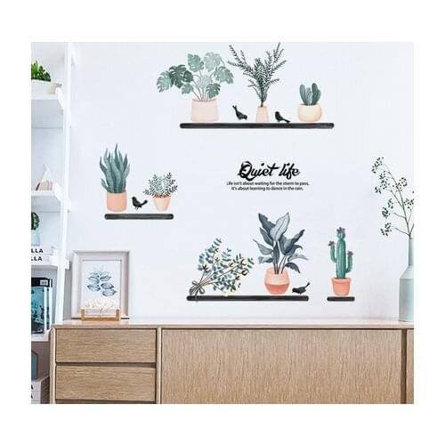 Nordic Style Plant Poster PVC Wall Sticker Painting for Living Room Bedroom Wall Decals Mural Flower Picture Art