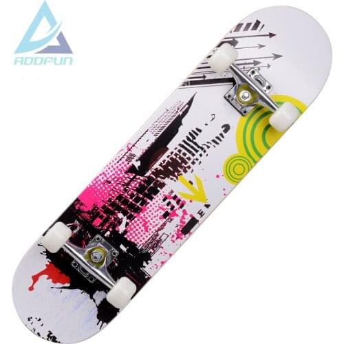 AddFun 80cm Sticker Skateboard for Adults Double Rocker Longboard All Terrain Wheels SkateBoards Completed Fashion Skateboarding