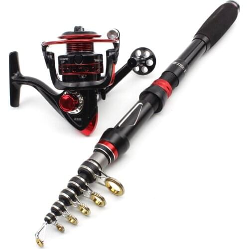 2.1M Fishing rod with reel Carbon Telescopic Fishing Rod and reel set Portable Trout Rod Multifunction Travel pocket Rod pesca