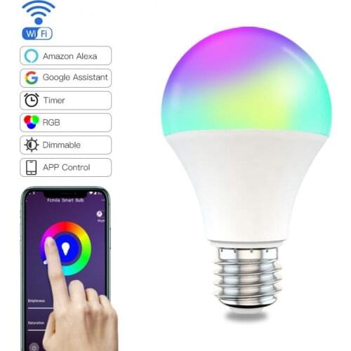 15W B22 E27 WiFi Smart Light Bulb LED RGB Lamp Work With Alexa/Google Home 220V/110V RGB+ Dimmable Timer Function Bulb
