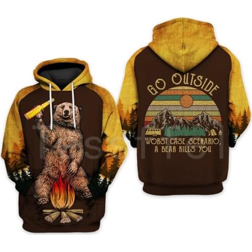 Tessffel Animal Bear Hunting I hate people Love Camping Funny NewFashion 3DPrint Zipper/Hoodies/Sweatshirts/Jacket/Men/Women S23