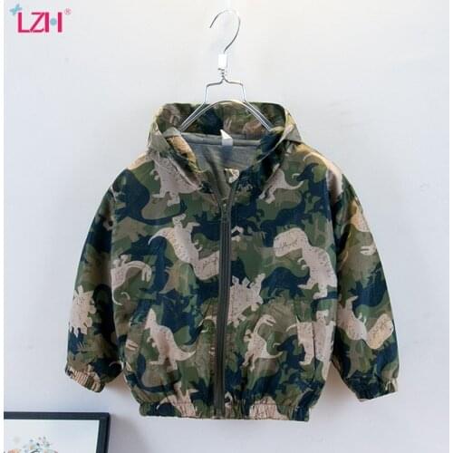 LZH Baby Boys Camouflage Jacket 2020 Autumn New Childrens Clothes Printing Hooded Casual Zipper Jacket Boys All-match Sport Coat