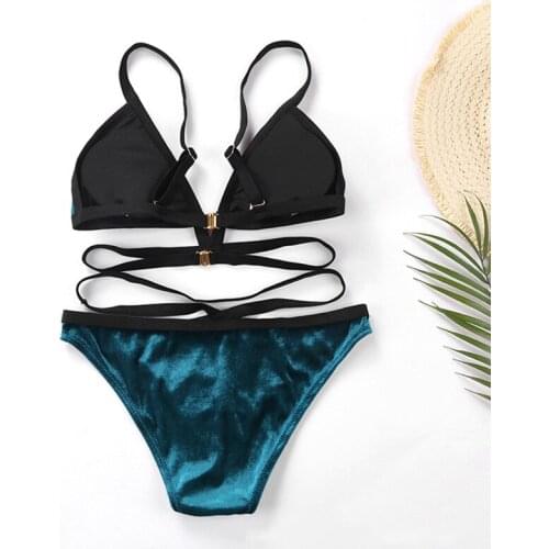 Womens swimsuit 2021 Sexy Bikini Swimsuits Halter Bathing Suit Summer Beachwear Swim Suit Bandage Solid Swimsuit Bikini Set