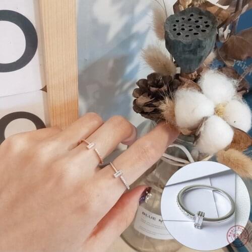925 Sterling Silver French Classic Square Crystal Ring Women Simple Temperament Student Party Jewelry Friendship Gift