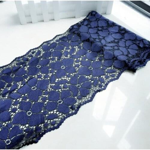 1 Meter High Quality Elastic Lace Ribbon Navy Blue Lace Trim Embroidered Nigerian African Lace Fabric Sewing Wedding Dress 23cm