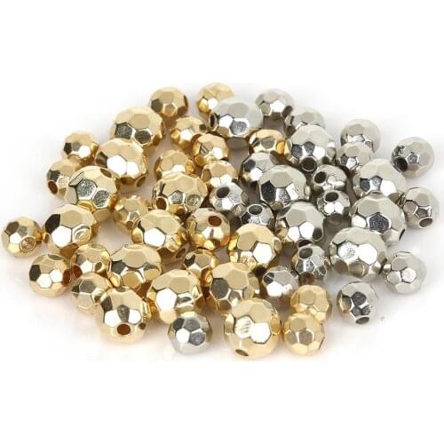 100-300pcs Faceted Acrylic Crimp End Beads 6mm 8mm Stopper Spacer Beads For DIY Jewelry Making Findings Supplies