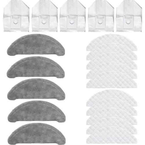 15Pcs Dust Bags Recyclable Mops Cloths Disposable Wipes Parts Accessories for ROIDMI EVE Plus Robot Cleaner Sweeper