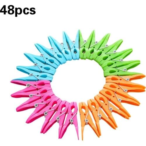 48Pcs Mini lothespins Heavy Duty Laundry Clips With Springs Windproof Clip Multifunctional No Punch Coat Hook DTY Clothespin