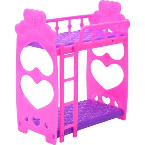 7pcs Mini Doll House Bed Pretended Girl Toys Cute Dolls House Furniture Plastic Bunk Bed Play House Toys for Children Girl Gift
