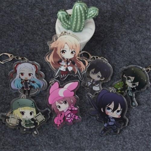Anime Cartoon Sword Art Online SAO Keychain Acrylic Key ring Pendant GIft Yuuki Asuna Kirigaya Kazuto Halloween Keychain Toy