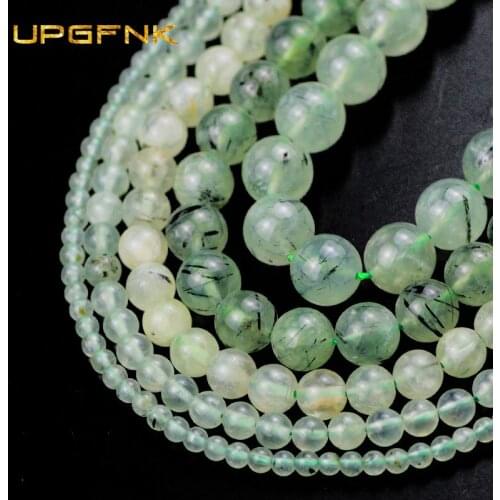 UPGFNK Green Grapes crystal Natural stone Round Loose Spacers beads for jewelry making DIY bracelet Accessories 4/6/8/10/12mm