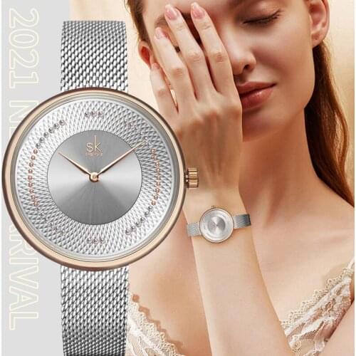 Shengke Creative Womens Watches Diamond Stylish Japanese Quartz Ladies Watch Luxury Stainless Steel Clock Reloj Mujer Wife Gift