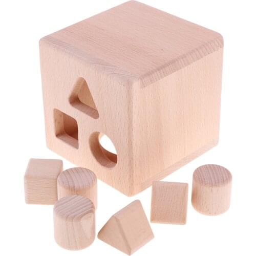 Wooden Shape Sorter Cube Box Sorting & Matching Game Toddlers Baby Toy Gifts