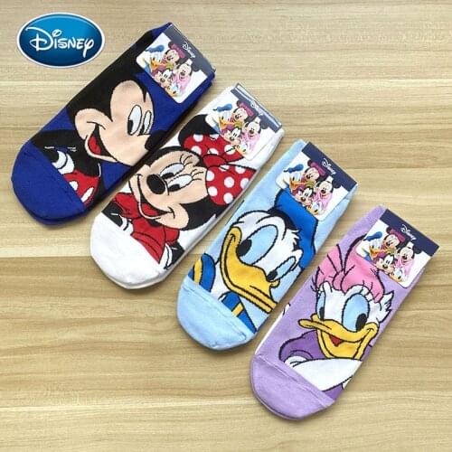 Disney 1Pair Girl Mickey Olaf Printed Thin Cotton Female Socks Cartoon Anime Mouse Sports Boat socks Color Ladies Socks