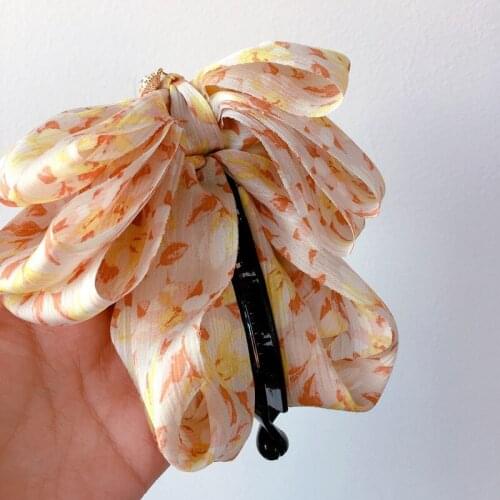 Girls Ponytail Banana clip Chiffon Rhinestone Women fashion headwear delicate hair Long Hair Barrettes Elegant Hair Accessories