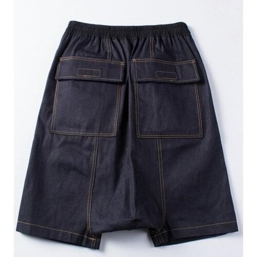 2020 Summer Washed Retro Elastic Waist Denim Shorts For Men Fashion Brand Loose Fit Jeans Shorts Men Casual Classic Harem Pants