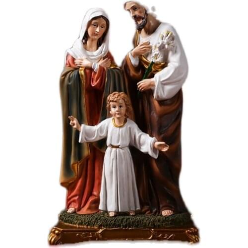 GOOD WHOLESALE CATHOLIC CHRISTIAN SUPPLIES # RELIGIOUS HOLY FAMILY CHILD JESUS THE VIRGIN MARY SAINT JOSEPH ART STATUE -33CM