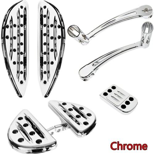 Chrome Shallow Cut Heel Toe Shift Lever&F&R Driver Floorboards&Pedal For Harley Touring Road King Street Glide FLHR FLHX