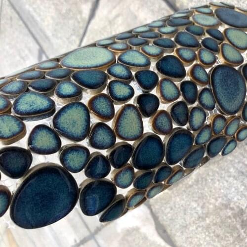 Lake Green Dark Blue Fambe Ceramic Mosaic Tile for Dooryard Garden Park Bathroom Balcony Rockery Villas Landscape Pools Decor