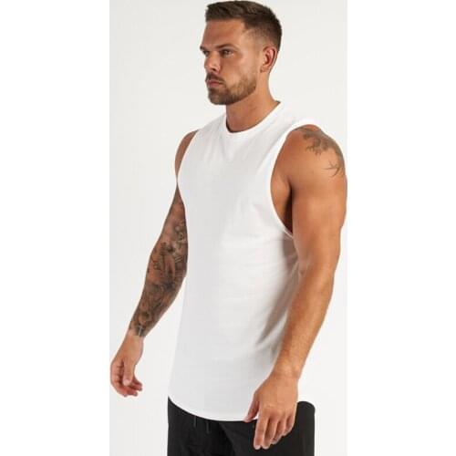 Running Vest Gym Tank Top Bodybuilding Fitness Men Cotton Workout Singlets Plus Size O-Neck Sporting Muscle Sleeveless Shirt