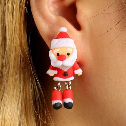 Cute Lovely Red White Santa Claus Earrings Snowman Soft Animal Cartoon Earring Christmas Accessories Xmas Gifts for Women Girls