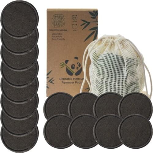 Reusable Bamboo Makeup Remover Pads 16pcs/Bag Washable Rounds Cleansing Facial Cotton Make Up Removal Pads Tool for All Skins