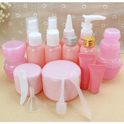 Refillable Travel Bottles Set Package Cosmetics Bottles Plastic Press Spray Bottle Makeup Tools Kit For Travel Vaporizer Pink