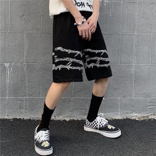 Mens wear High Street Hip-hop high Street Black Personality Gothic Shorts Tide knee Pants for Men And Women Casual Shorts