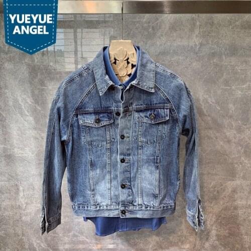 Men Vintage Slim Fit Denim Jackets Autumn Winter Single Breasted Cowboy Coat Outdoor Biker Long Sleeve Jacket Plus Size 5XL