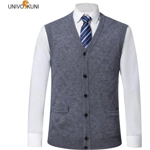 UNIVOS KUNI 2019Mens Sweater Vest Newest Spring And Autumn Fashion Mens Casual Slim Sweater Vest 9067