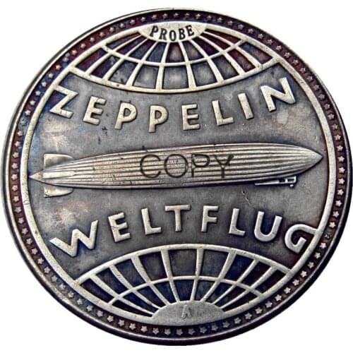 Germany weimar Zeppelin Pattern 1929A 5 reichsmark Silver Plated Copy Coins