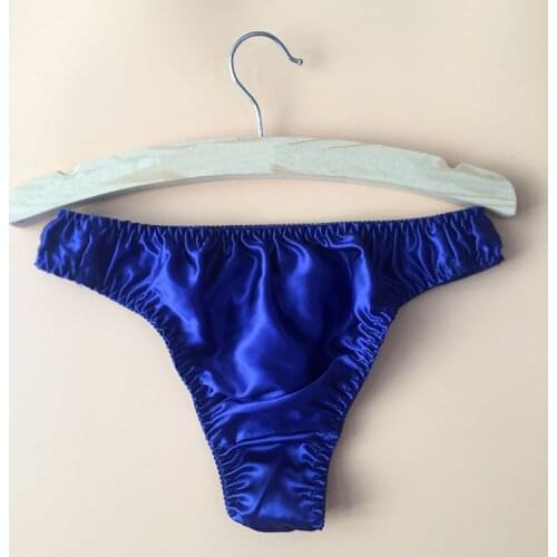 Hot sell 100% natural silk sexy gay mens thongs male 's top silk panties silk solid color sissy men underwear penis jockstrap